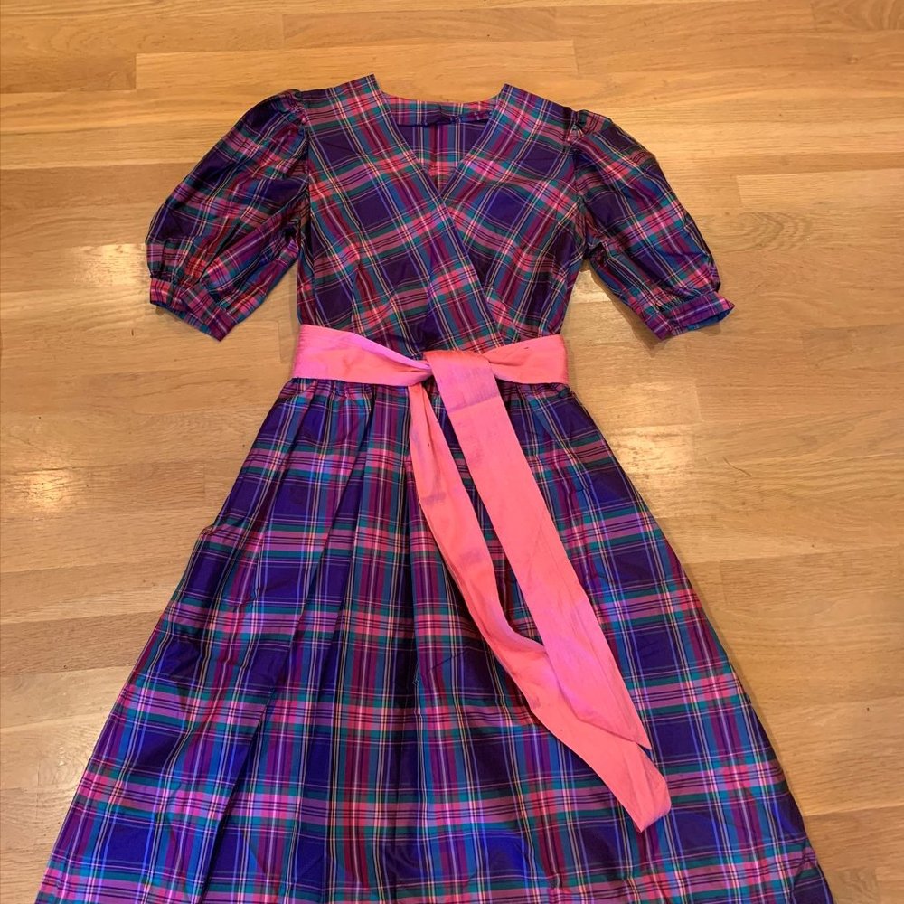 Vintage purple silk dress with sash
